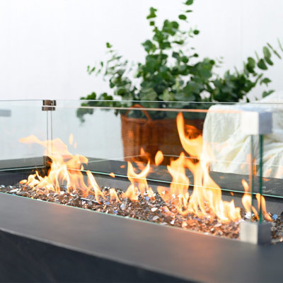40.4'' x 15.2'' Rectangle Tempered Glass Fire Pit Accessory