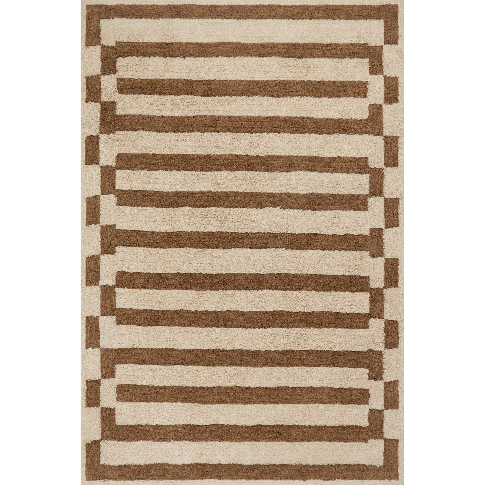 Velaina Washable Hand-Tufted Striped Wool Rug, Rectangle 9' x 12'