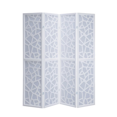 Giyano 4 Panel Screen Room Divider, White
