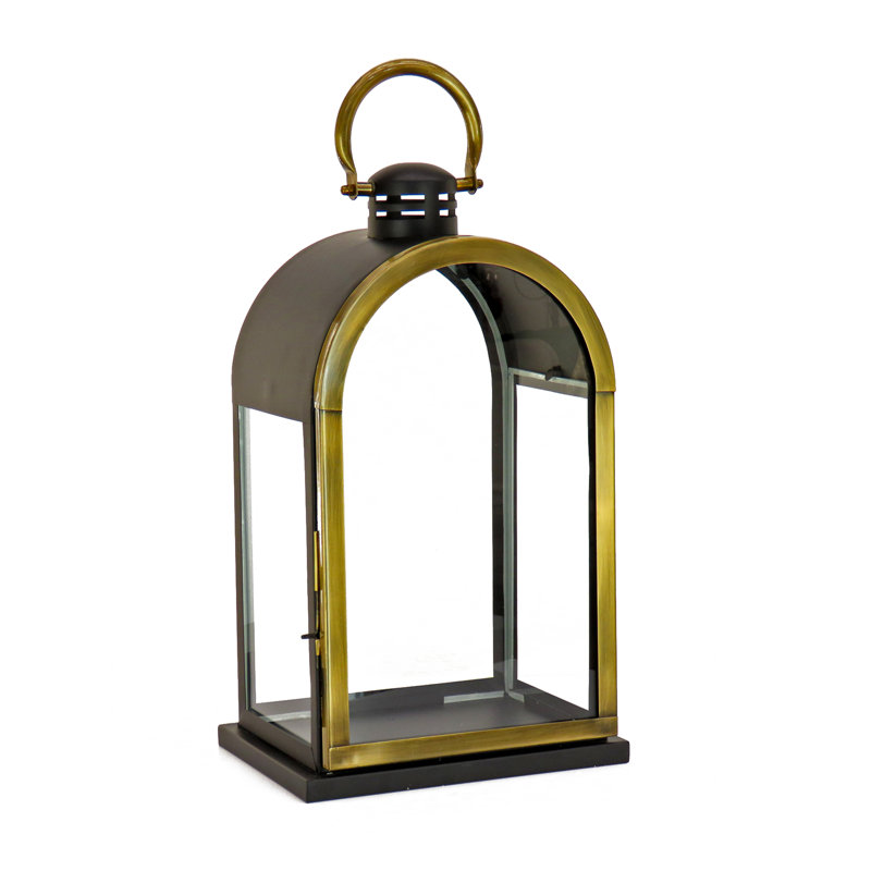 Stainless Steel Tabletop Lantern, 21.7" H x 9.8" W x 11.8" D