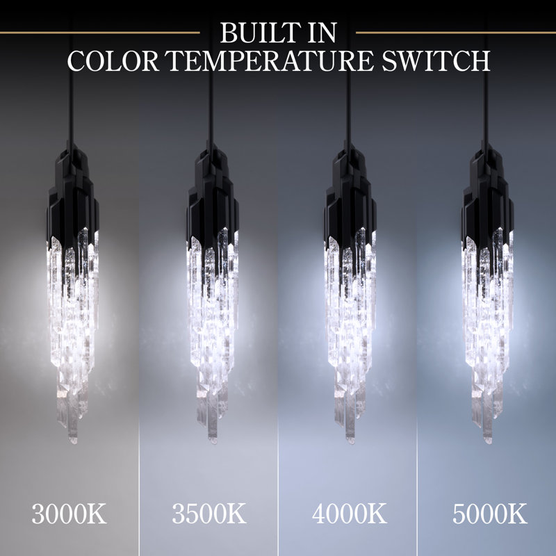 Organza 15 Light Crystal LED Pendant, Black