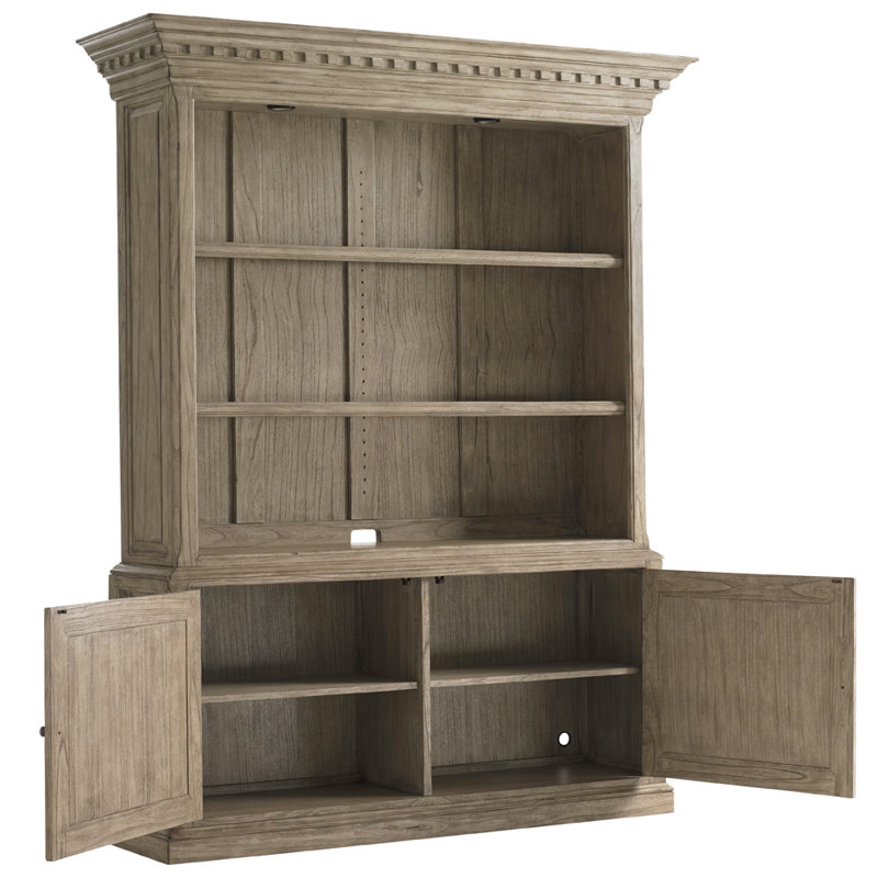 Transitional Barton Creek Adjustable Gray Beige Bookcase with Doors