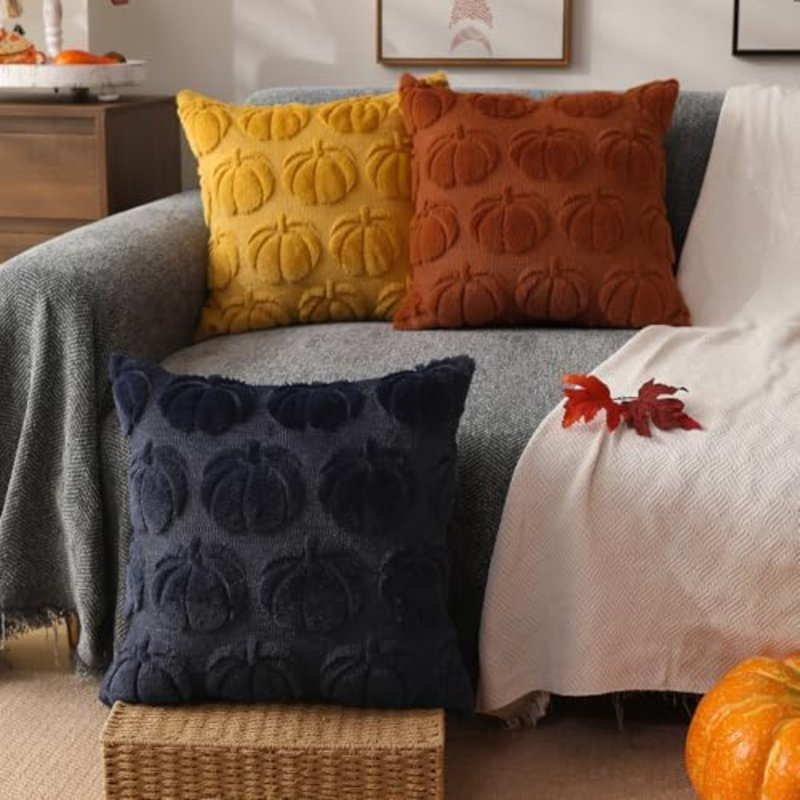 Couvre-oreiller d'automne 22 x 22 2 pièces décorations d'automne rouille citrouille pour la maison