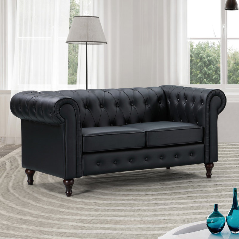 Marzano 2 Seater Faux Leather Sofa, Black
