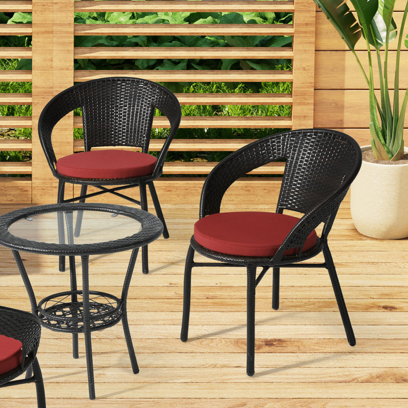 Coussin de chaise de patio , Rouge, L 16 po x P 16 po