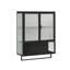 Armoire murale moderne à deux portes noire avec panneaux de verre et cadre en métal