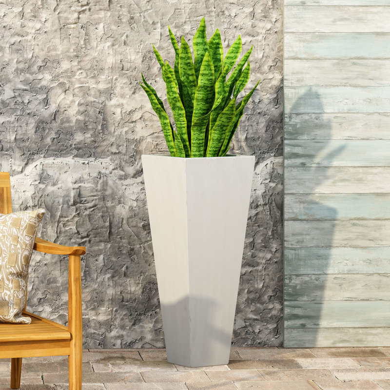 Tapered Design Planter For Outdoor - 12.68L X 12.68W 31.86H, Matte White Magnesium Oxide, Transform Your Area, No Assembly Oxide In Style 12.68In L W 31.86In H, White, Improve Garden Look,