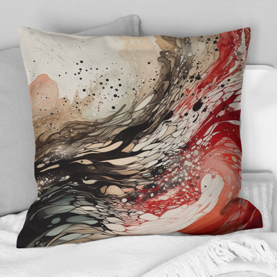 Red Black Chromatic Agate I - Abstract Printed Throw Pillow