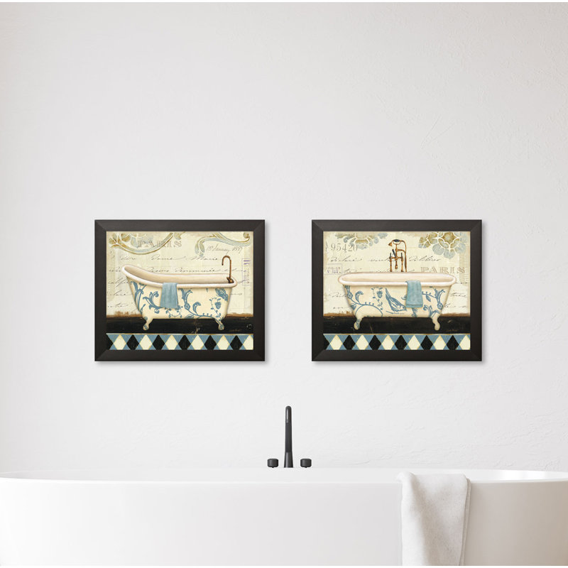 « marche de fleurs bain i & ii » par lisa audit-2 pièces, ensemble de 2 reproductions d’images sur papier