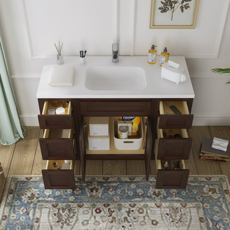 Meuble-lavabo simple 48 po, Brun