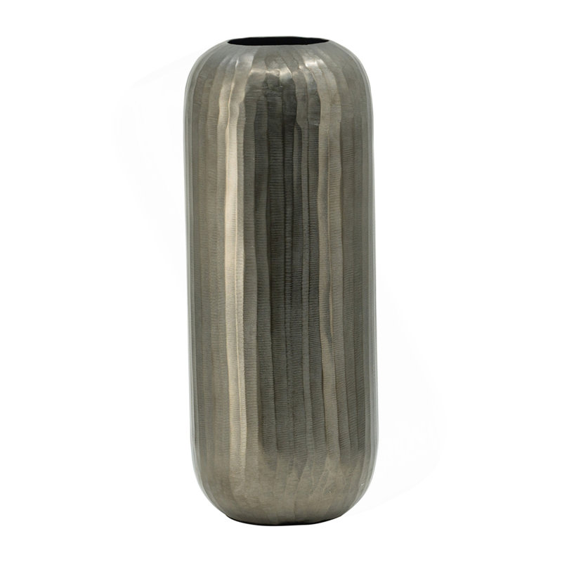 7X7x17" Aluminum Layered Chisel Oval Vase