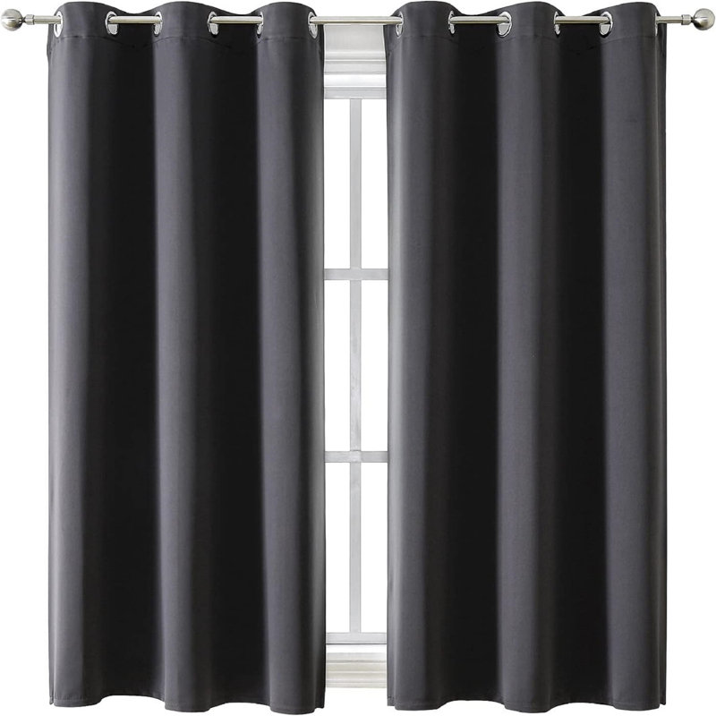 Siffre Pair Eyelet Blackout Window Curtains, Grey, 90cm Width x 274.32cm Drop