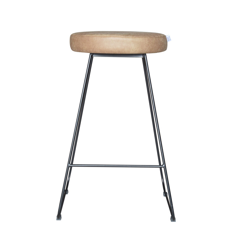 Djogo Upholstered Counter Stool with Metal Frame, Beige