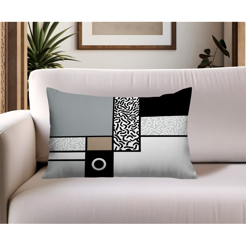 Coussin lombaire réversible intérieur / extérieur Plexa, Rectangle H 14 po x l 20 po, Gris