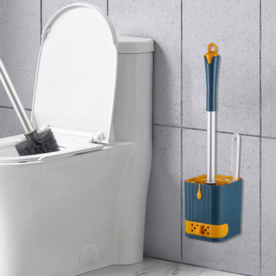 Brosse de toilette à double tête multifonctionnelle pour le nettoyage sans coins morts, plateau intégré et base antidérapante
