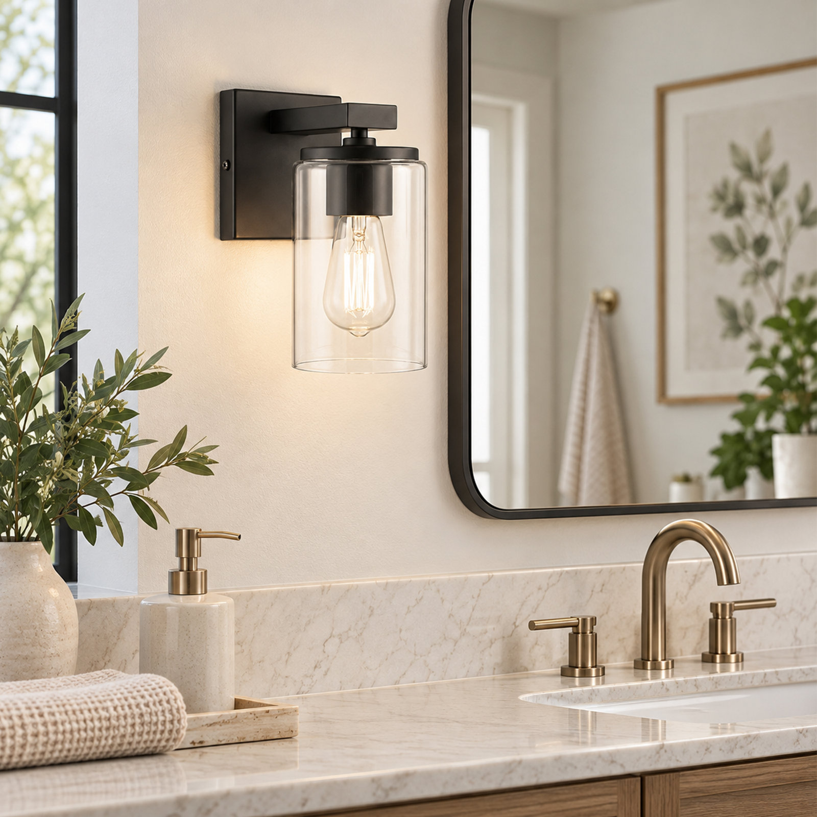 Gabi Linear Vanity Light, Matte Black, 1 Light