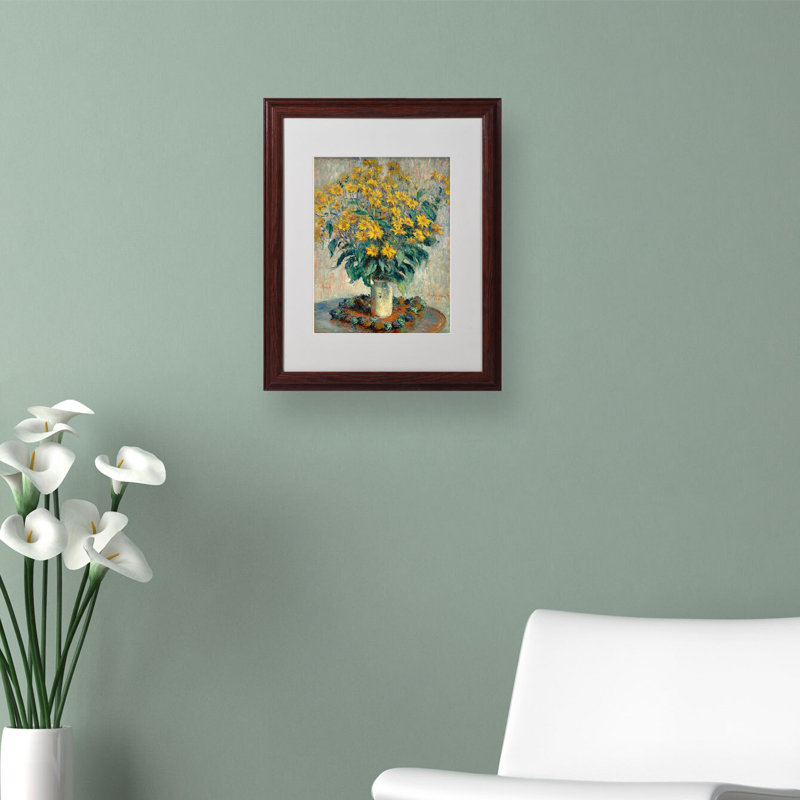Fleurs de topinambours de Jérusalem par Claude Monet - reproduction d'art sur toile encadrée, H 20 po x l 16 po x P 0,5 po