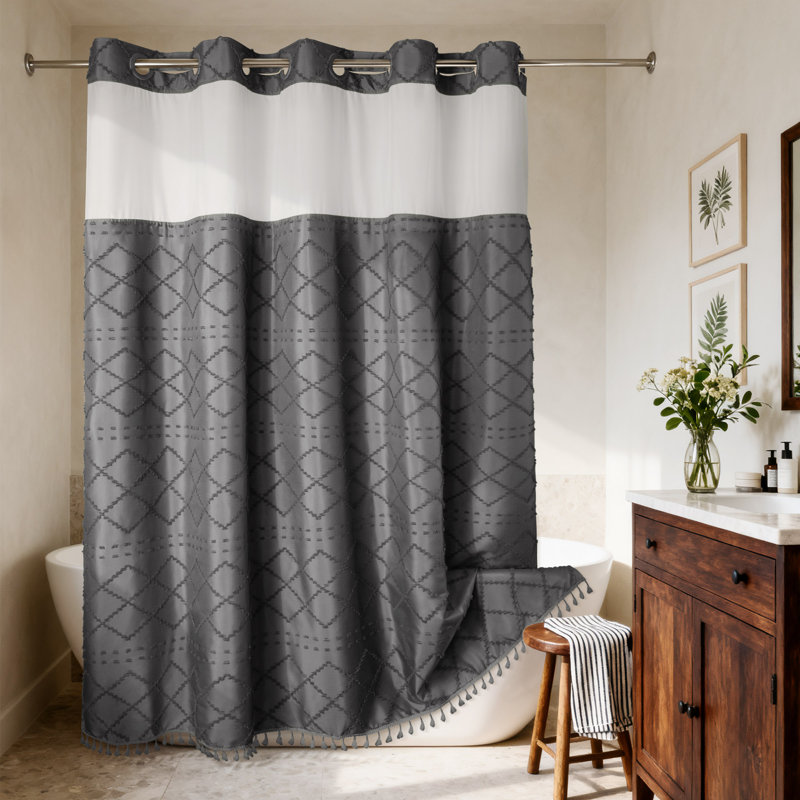Rideau de douche Shorey, H 74 po x l 71 po, Gris foncé
