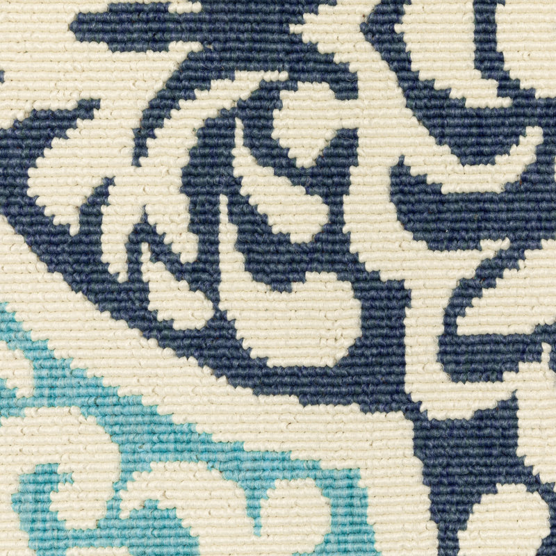Aganlane Morrocan Medallions Blue/ Green Indoor/Outdoor Area Rug, Runner 2'3" x 7'7"