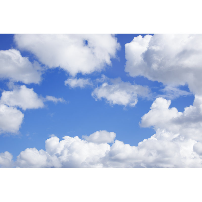 Fluffy Clouds Drifting Over A Blue Sky by Temmuzcan - No Frame Art Prints on Canvas, 20cm H x 30cm W