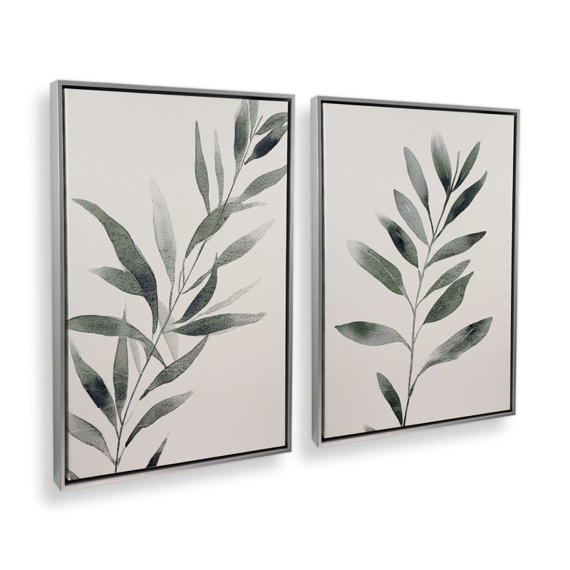 2 - Pièces sur toile, Vert, Cadre en chrome poli, H 20 po x l 14 po
