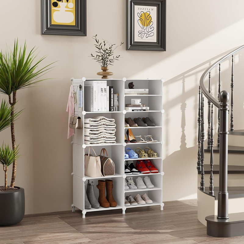 Organisateur de rangement pour 8 cubes et tablettes de rangement - Blanc - Étagère de rangement empilable