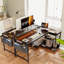 L-Shaped Computer Desk with Built-In Electrical Outlet-867855840