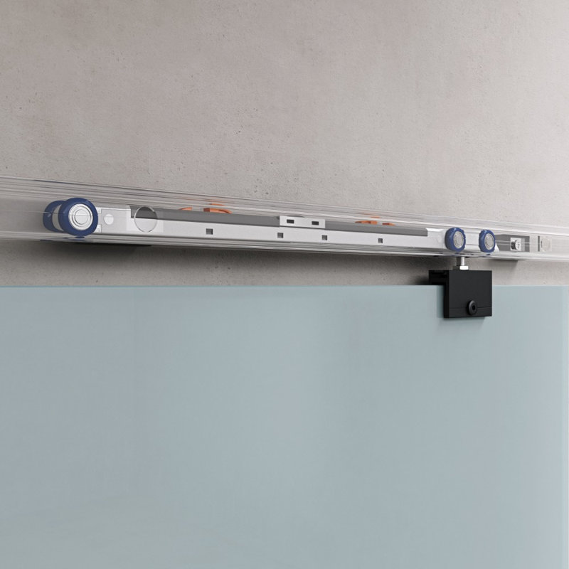 Durovin 900mm internal Sliding Glass Door Frosted Sections Black Round Handle with Soft Close, 900mm x 2050mm