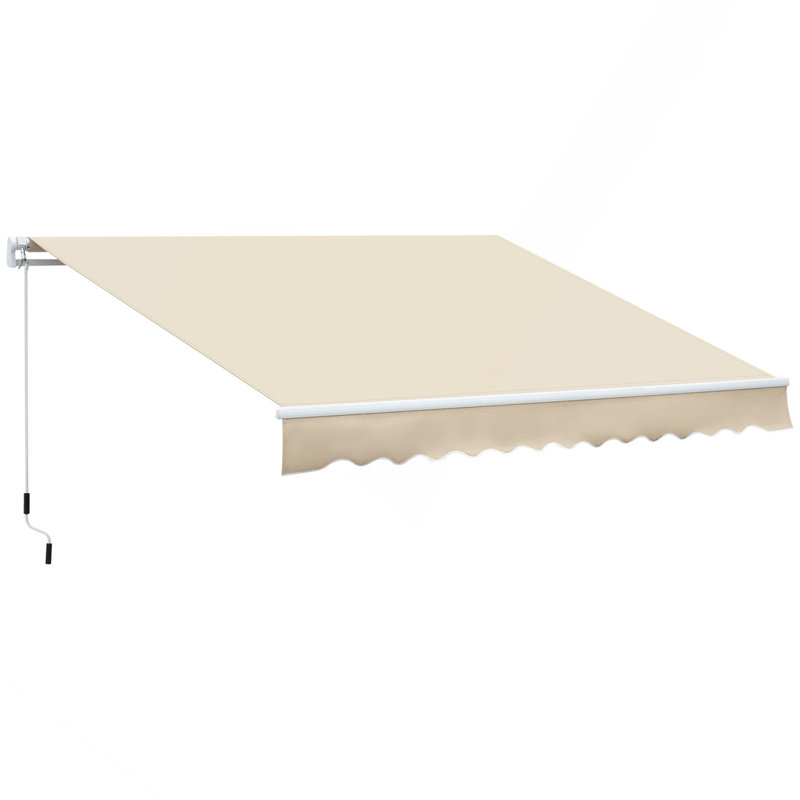 12' X 8' Retractable Awning Patio Awnings Sun Shade Shelter With Manual Crank Handle, 280G/M² UV & Water - Resistant Fabric And Aluminum Frame
