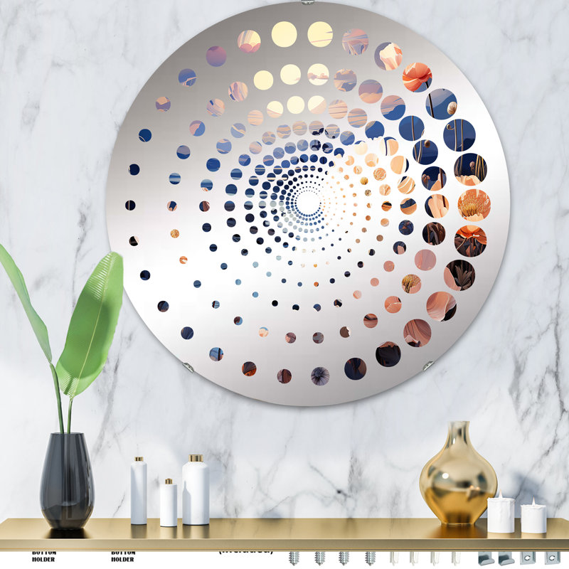 Charmant pré magique de coucher de soleil Magical I - Miroir décoratif à spirale - MIR112020-Rond, 31,4 po x 31,4 po