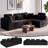 108" L-shaped Modular Sectional Sectional Sofa, Corduroy Sleeper Couch Bed, Compression Foam Sectional with Headrest - No Assembly Required-306480443
