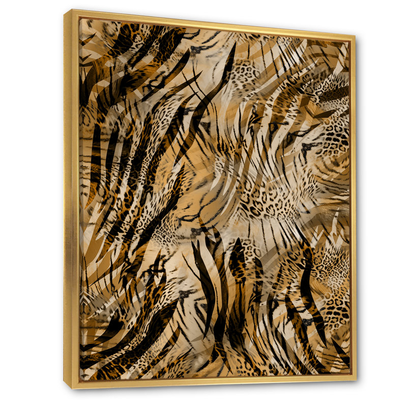 Léopard et tigre IV - Impression sur toile, H 40 po x l 30 po x P 1,5 po, Toile à cadre flottant doré