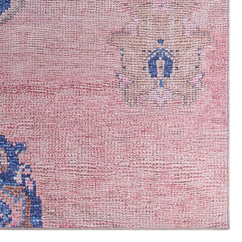 Davin Machine Washable Pink/Blue Rug, Runner 2' x 6'
