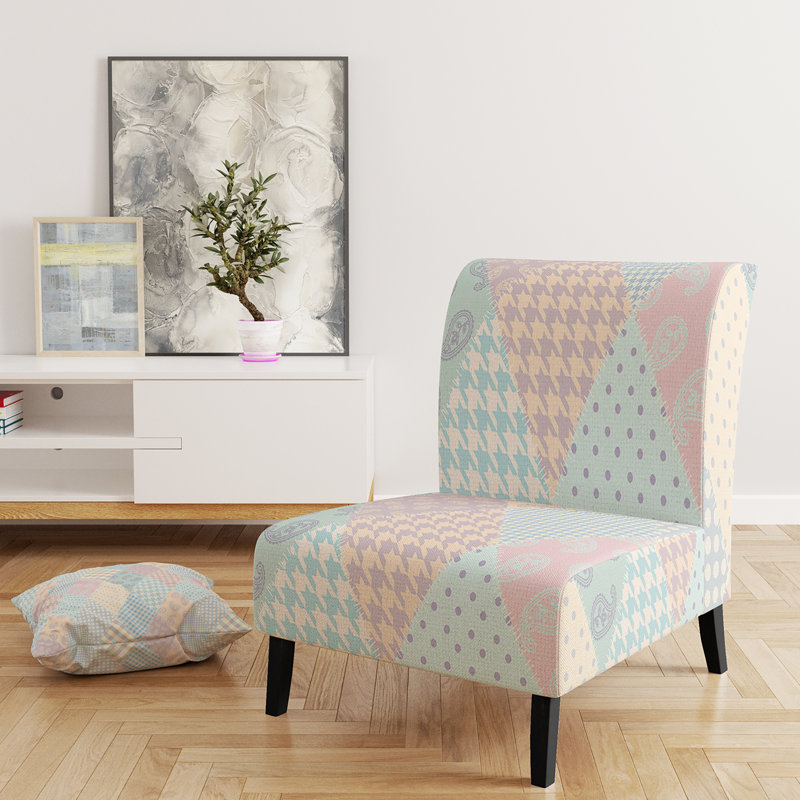 Multicolor Quilting Patchwork - Upholstered Patterned Accent Slipper Chair