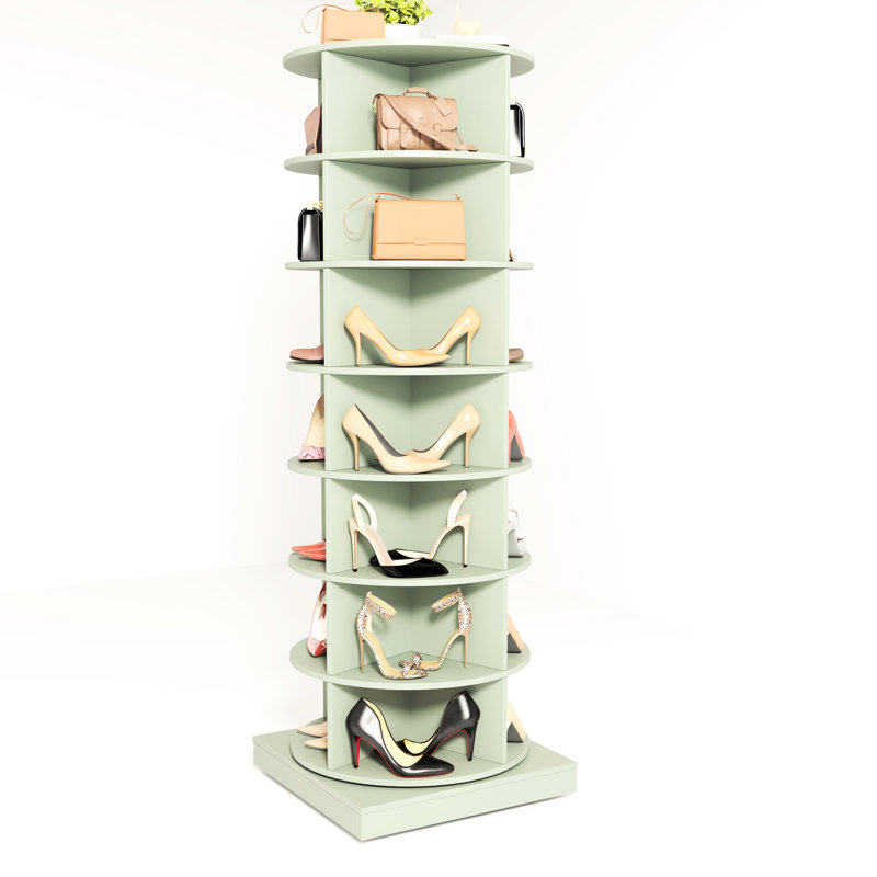 Armoire à chaussures rotative 360 °, 7 couches, peut contenir 24 paires, peu encombrante, décor élégant, garde-robe de 7 couches pour la chambre de bébé, garde les paires organisées, assemblage sans effort, caractéristique de la maison tendance