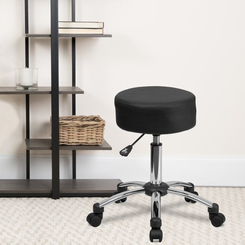 Tabouret réglable polyvalent et ergonomique avec base en chrome sans dossier Shari