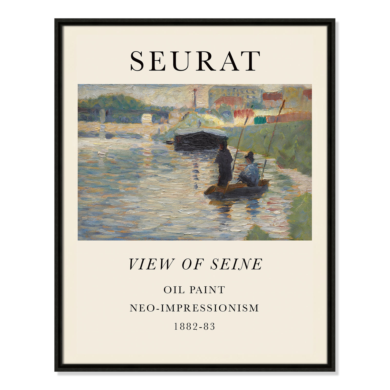 Old Masters Collection "View of Seine" Print, Espresso Floater Frame, No, 29.5" H x 23.5" W x 2" D