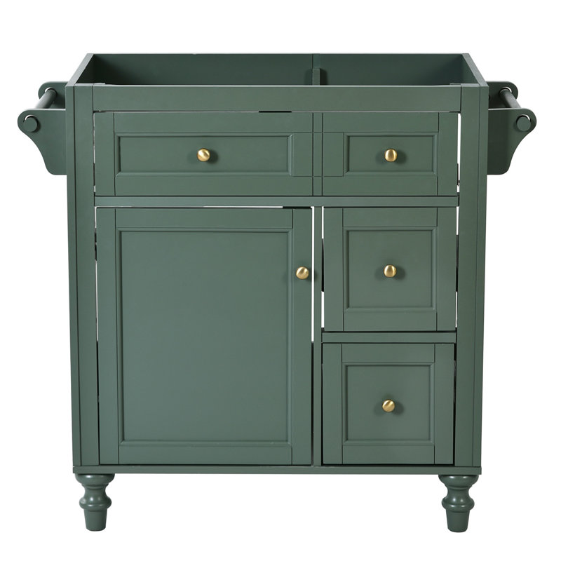 Bathroom Storage Cabinet With 2 Drawers And A Tip-Out Drawer, Green