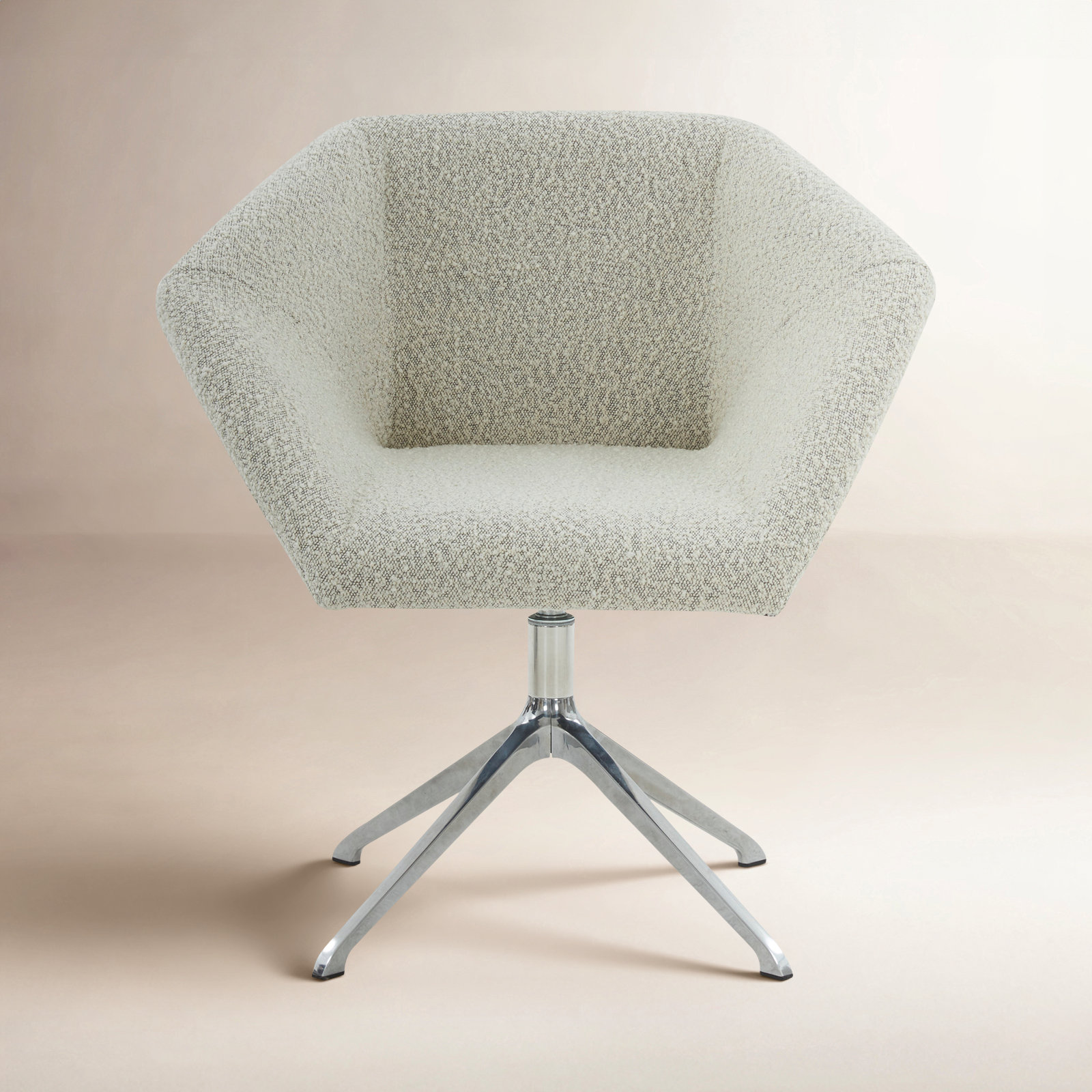 Ashlan Swivel Office Chair, Cream Boucle