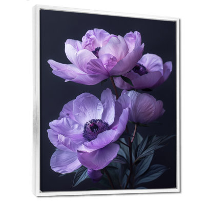 Décoration murale pivoines mauves et noires - Pivoines