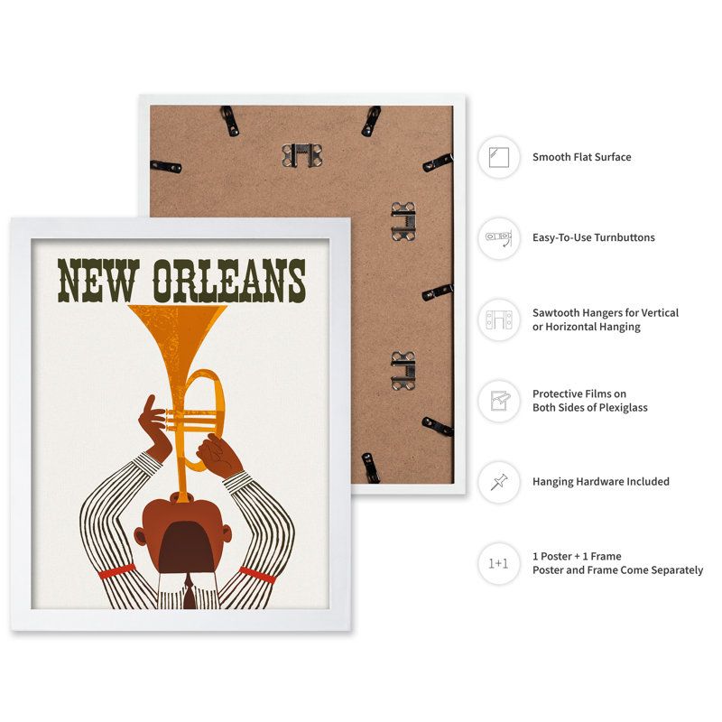 New Orleans No1, Affiche, Encadrement blanc, H 11 po x l 14 po