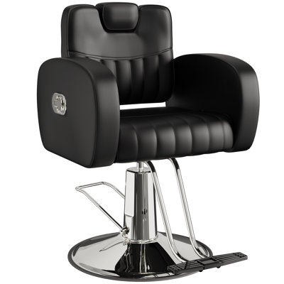  Fauteuil de coiffeur Allblack pour coiffeur, avec coussin confortable, pompe hydraulique lourde améliorée, rotation à 360 degrés, fauteuil de coiffeur professionnel pour salon, capacité de poids de 440 lb