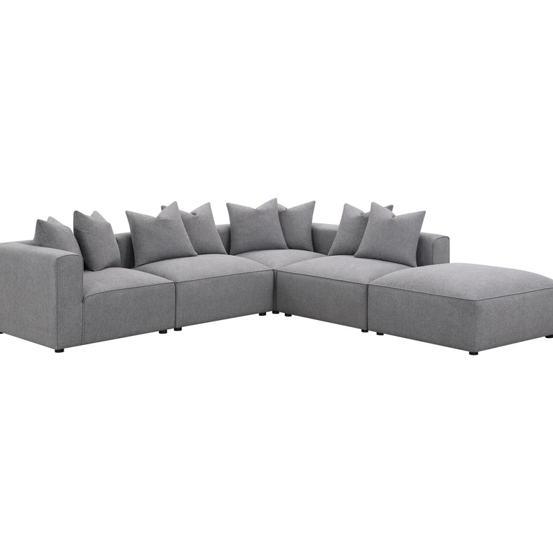 Fauteuil d'angle gris avec coussin décoratif - solution modulaire pour s'asseoir dans les espaces domestiques, siège et dossier rembourrés serrés, expérience de descente, caractéristique des pieds antidérapants, option de profondeur de 38,5 pouces,