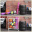 Panier à balles, panier de balles de sport à roulettes, support de rangement de garage en métal, blanc