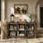 63" Rustic Farmhouse Wooden Console Table With 6 Open Storage Cubbies