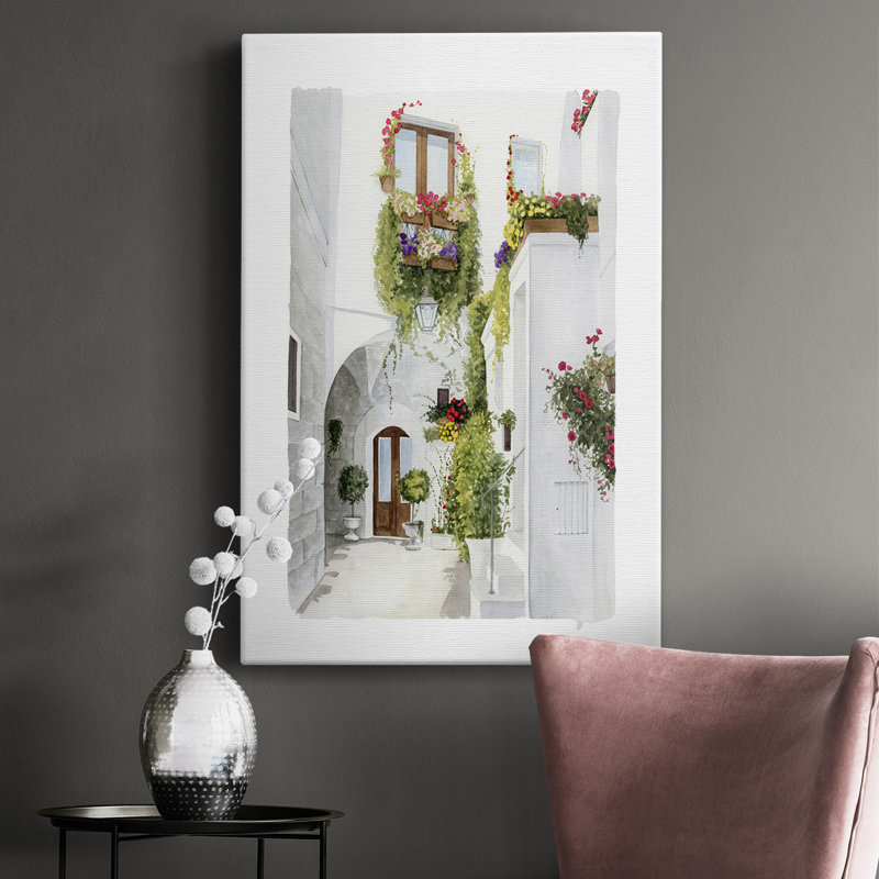 " Bougainvilla Alley I " Painting Print, 18" H x 12" W x 1" D
