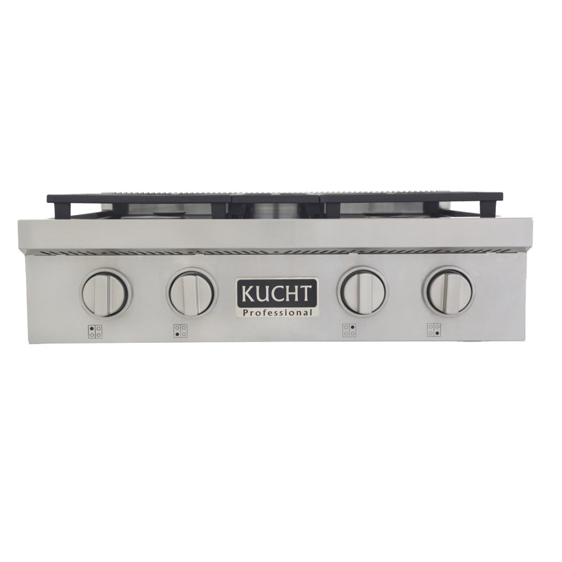 30" 4 Burner Cooktop, Liquid Propane, Classic Silver