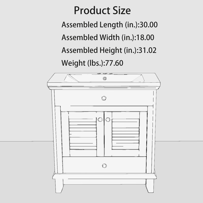 Jerson 30'' Single Bathroom Vanity with Ceramic Top