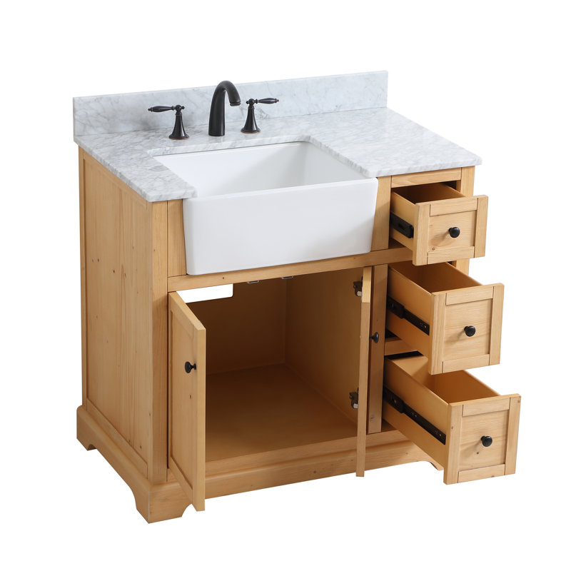 Ensemble de meuble-lavabo simple 36 po Pardue, Bois naturel