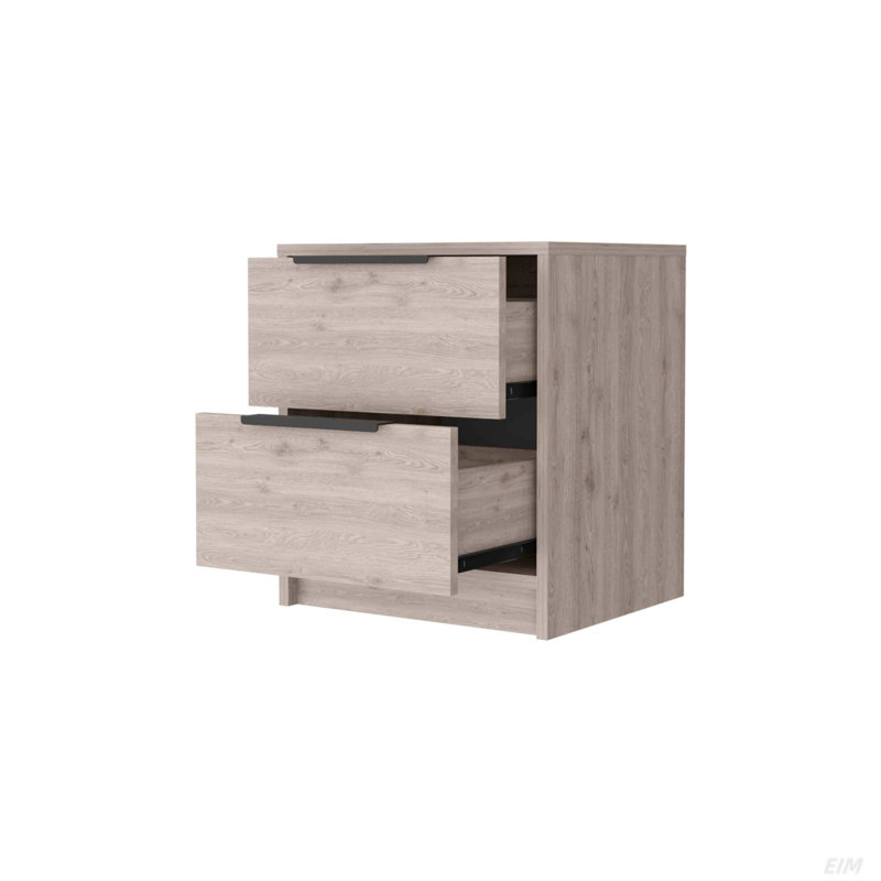Washington Nightstand, Two Large Drawers, Light Gray